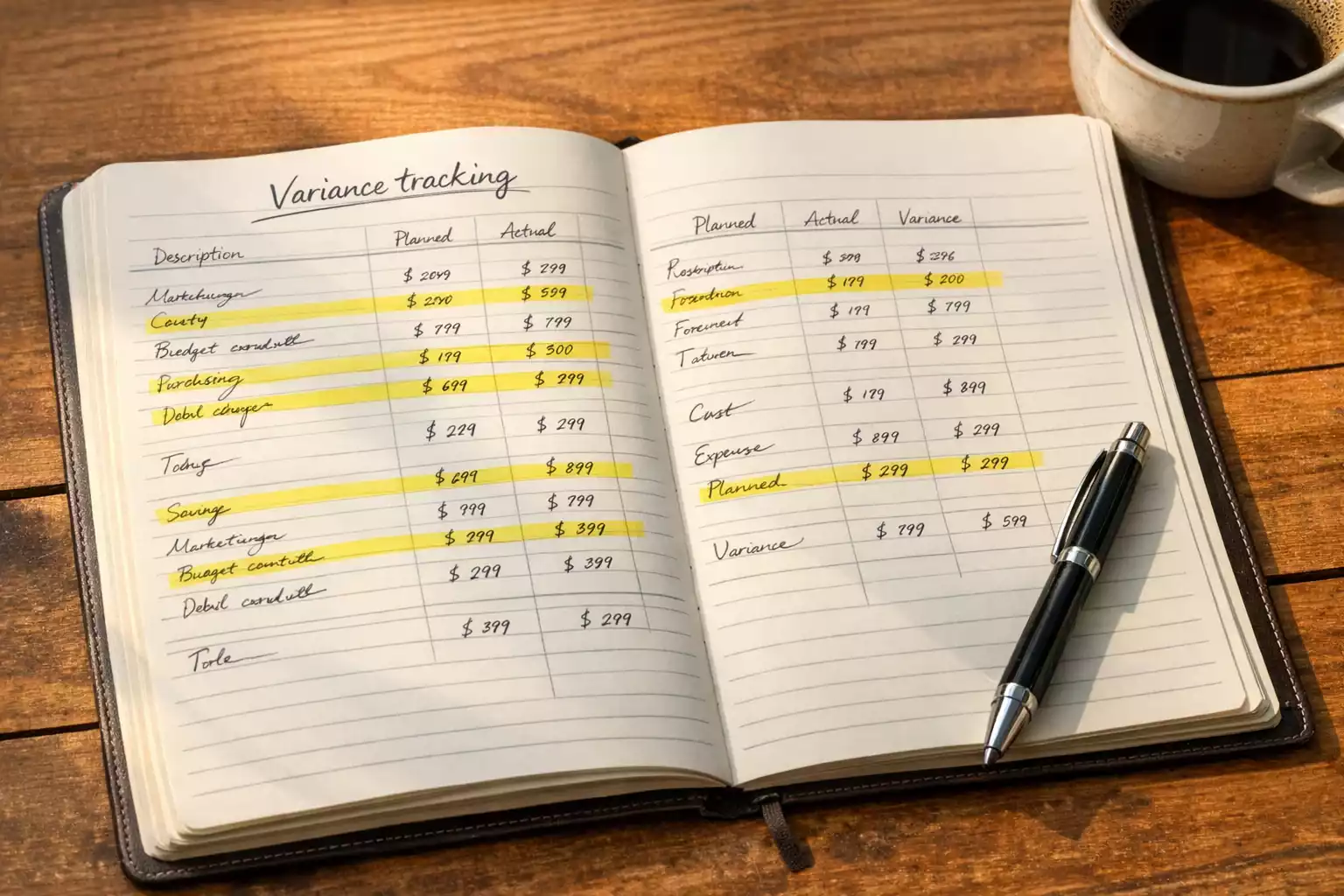 Long-term tracking journal with wins and losses recorded